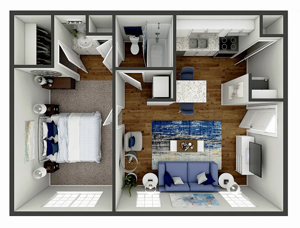 Floor plan 1 Bedroom, 1 Bath