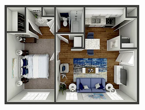 Floor plan 1 Bedroom, 1 Bath