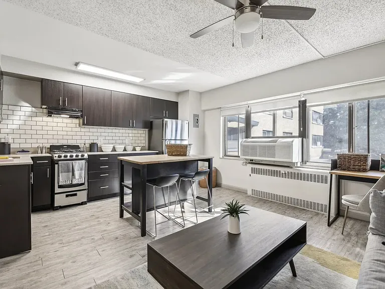 Open concept living area at Archer Tower in Denver, CO