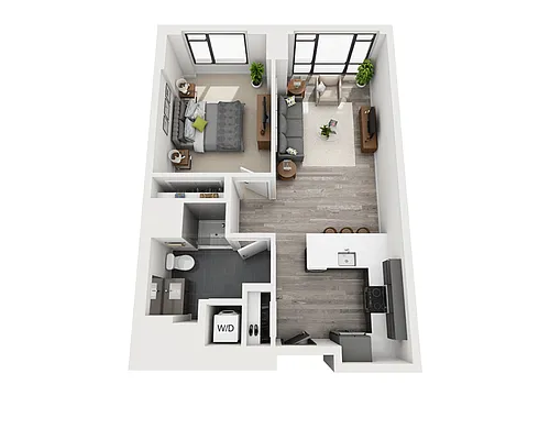 Floor plan One Bedroom A1BH