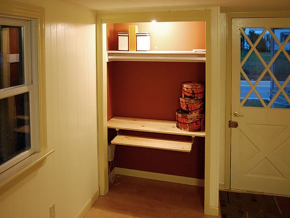 computer desk, front door