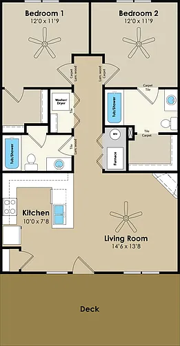 Floor plan 2x2 Shore w/fp - 610 Bldg