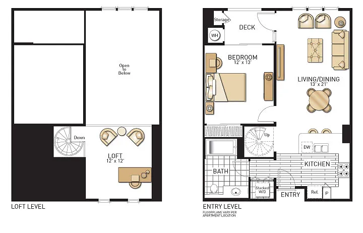 Floor plan Tesoro - One Bedrooms with Loft