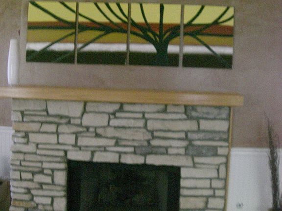 Stone fireplace