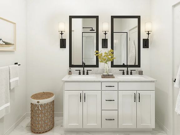 Primary bath with dual vanities