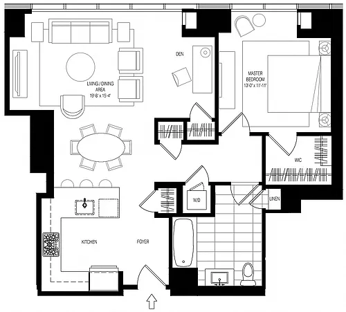 Floor plan 800 Park 1 Bed/1 Bath Alcove-A2