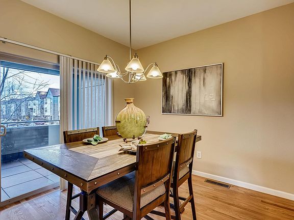 Dining area with adjacent covered patio.