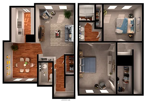 Floor plan 2 BR 1.5 bth Townhouse (gas)