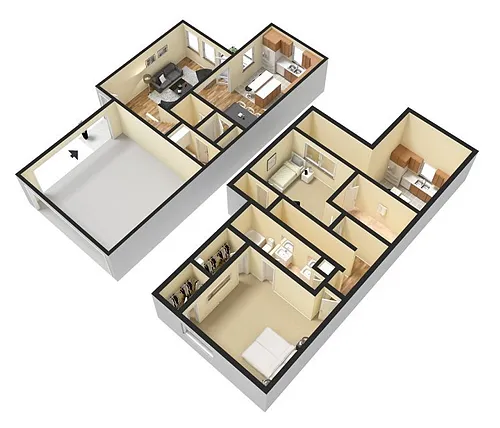 Floor plan 2x2.5e - 2 bedroom 2.5 bathroom