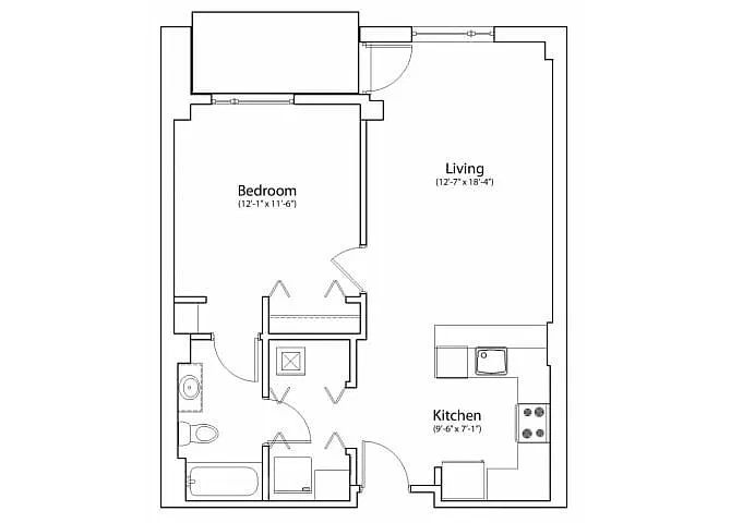 Floor plan 1X1 718