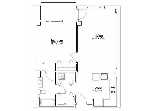 Floor plan 1X1 718