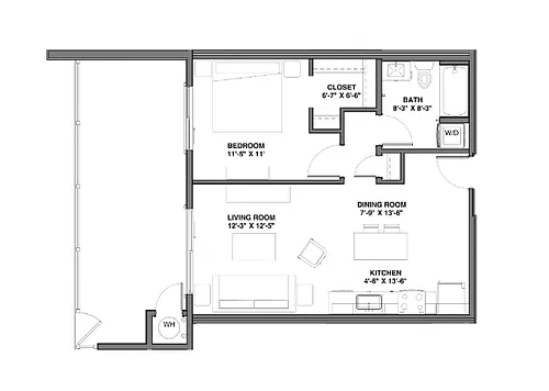 Floor plan One Bedroom B1