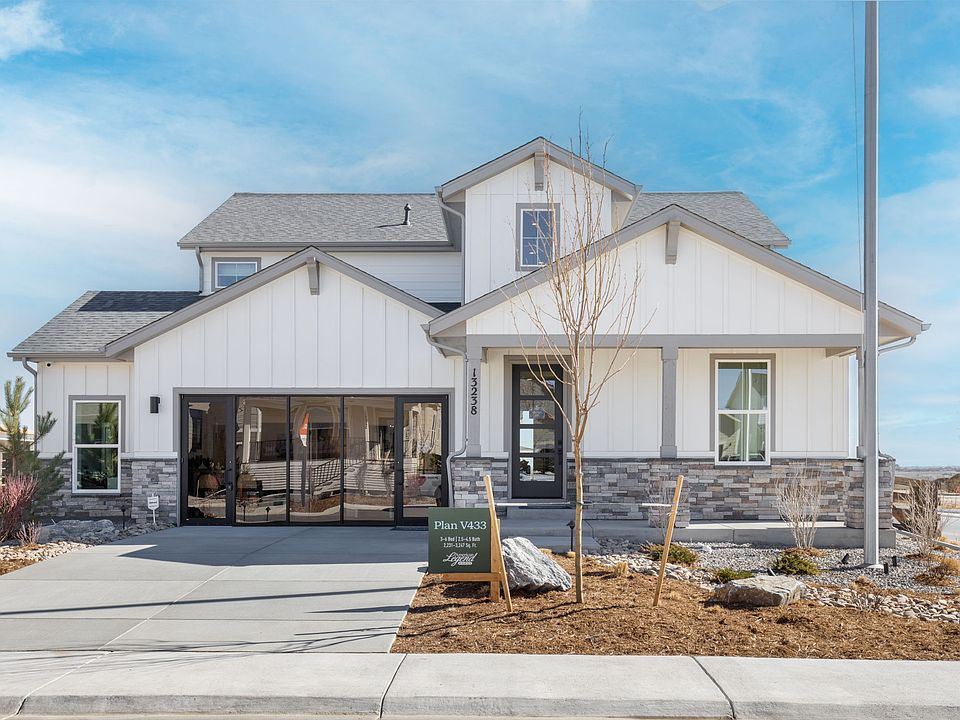Modern Farmhouse Exterior in Barefoot Village - Firestone CO New Construction Home