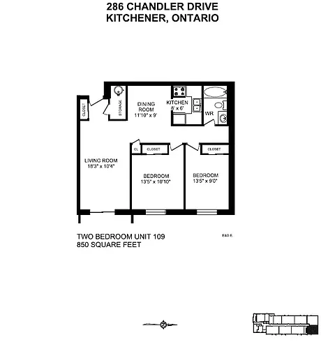 Floor plan 2 Bedroom 1 Bath