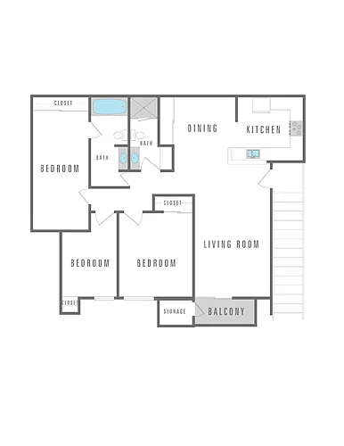 Floor plan 3 Bedroom 2 Bath