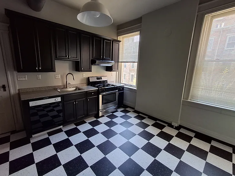 Two windows in the kitchen.