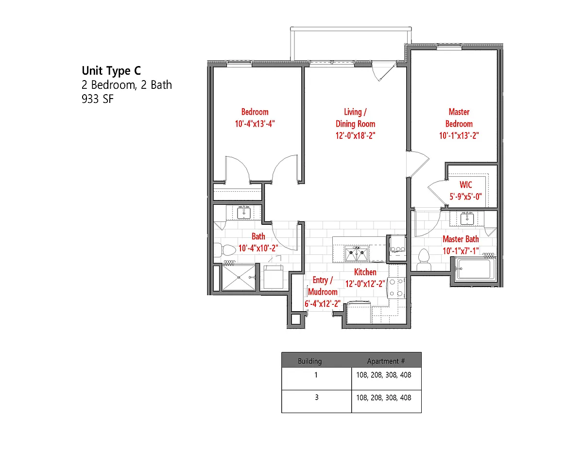 Floor plan New 2 Bedroom Style C