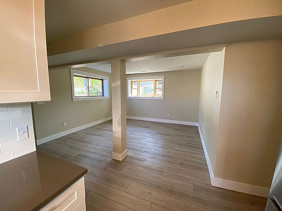 View from kitchen to living/dining area