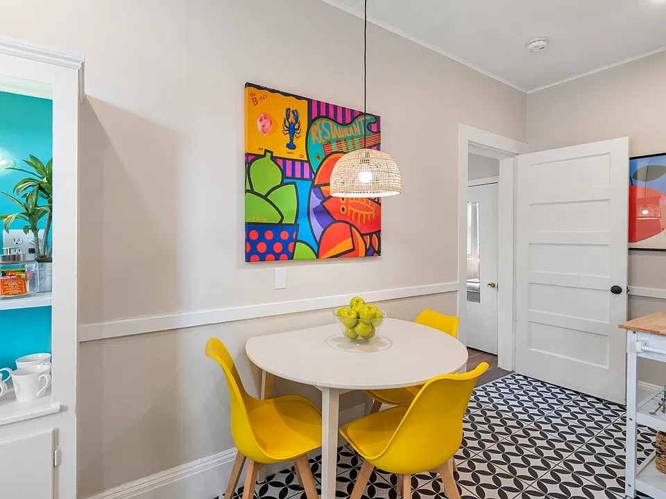 No shortage of fun, colorful artwork throughout the apartment!