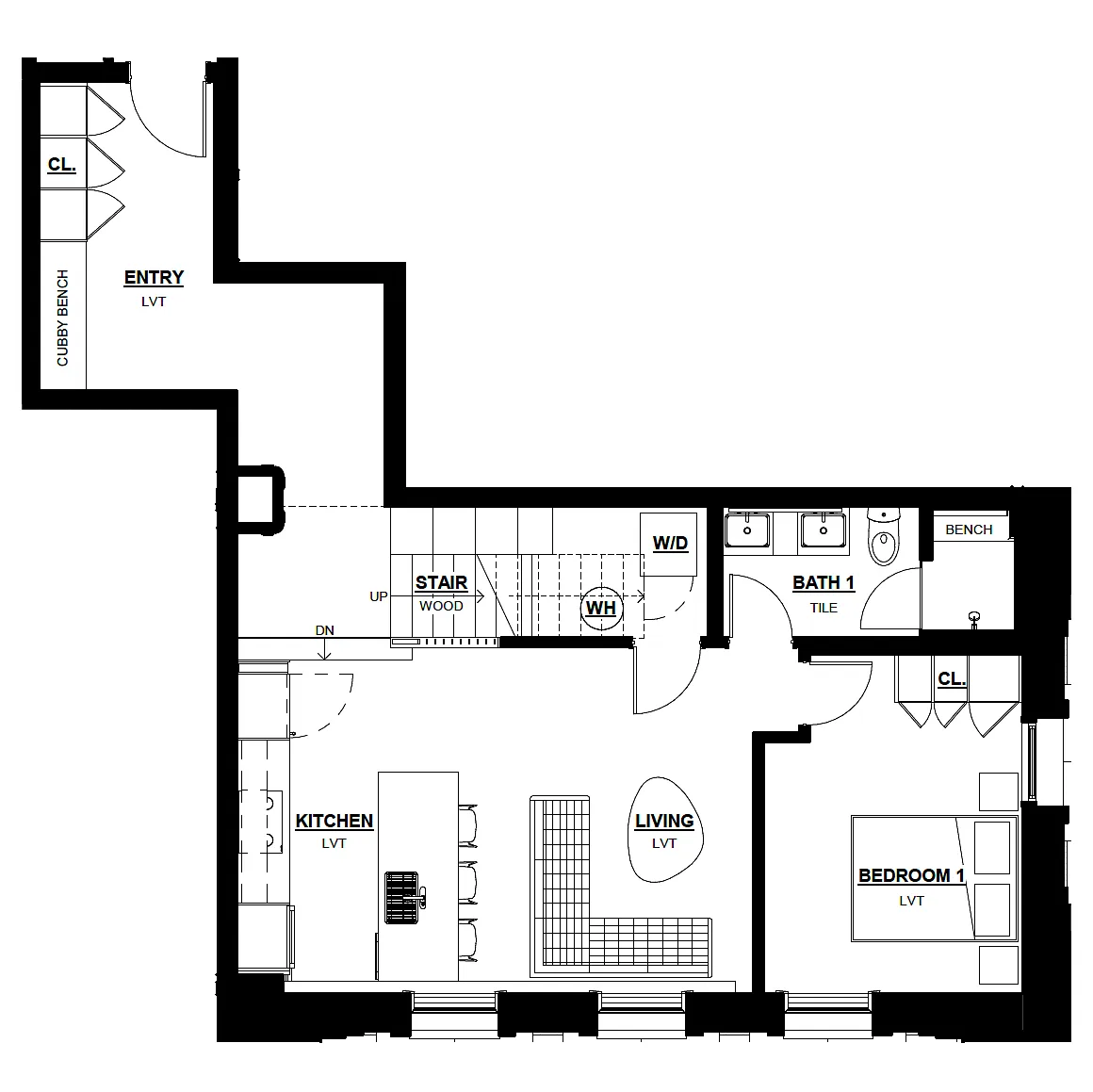 Floor plan 2 Bed - 2.5 Bath Loft