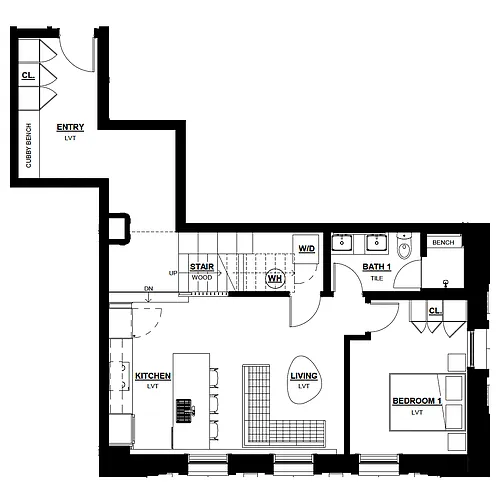 Floor plan 2 Bed - 2.5 Bath Loft