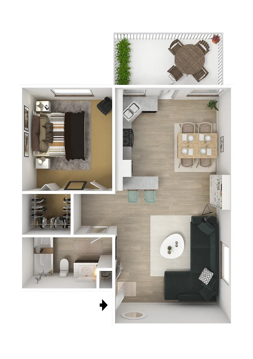 Floor plan Aspire - 1 Bedroom 1Bath - 11A