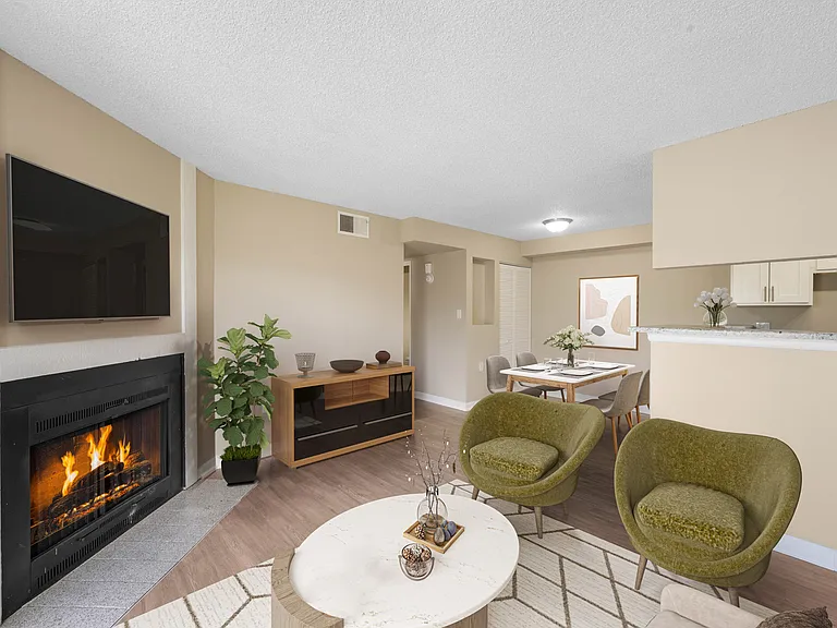 Spacious Living Room with Fireplace