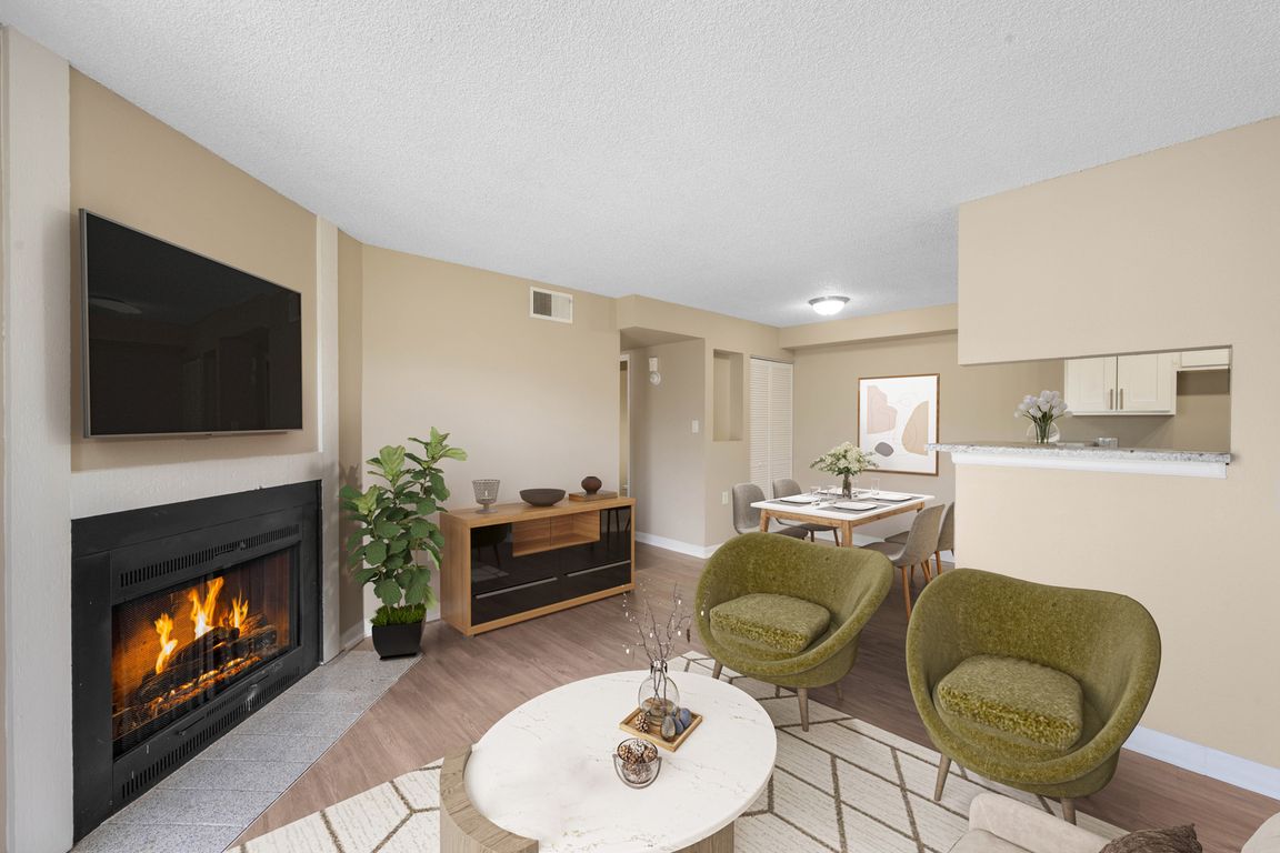Spacious Living Room with Fireplace
