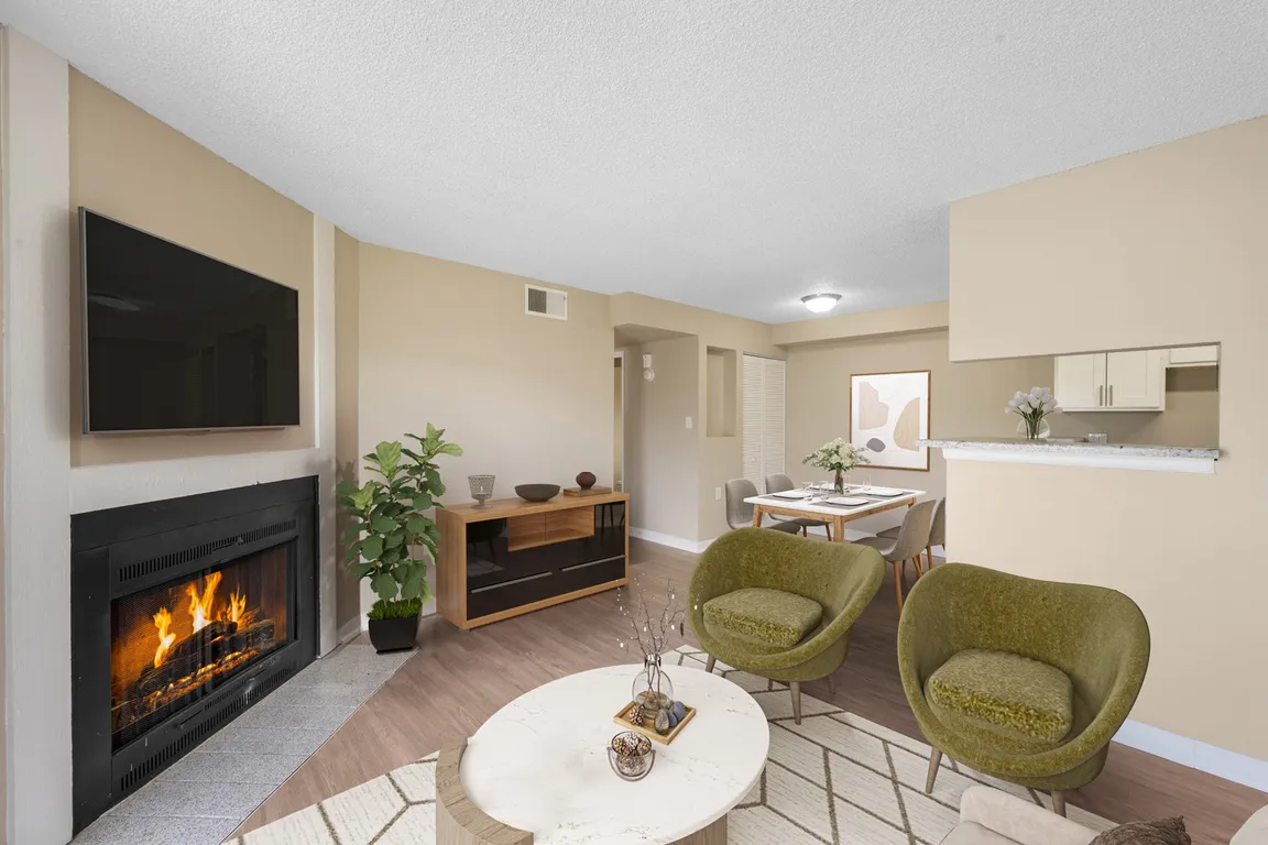 Spacious Living Room with Fireplace