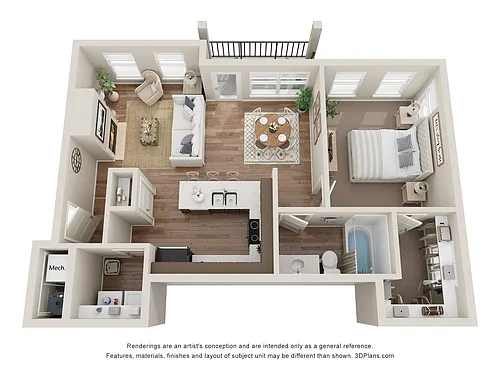 Floor plan 1x1 2nd flr 768 sqft