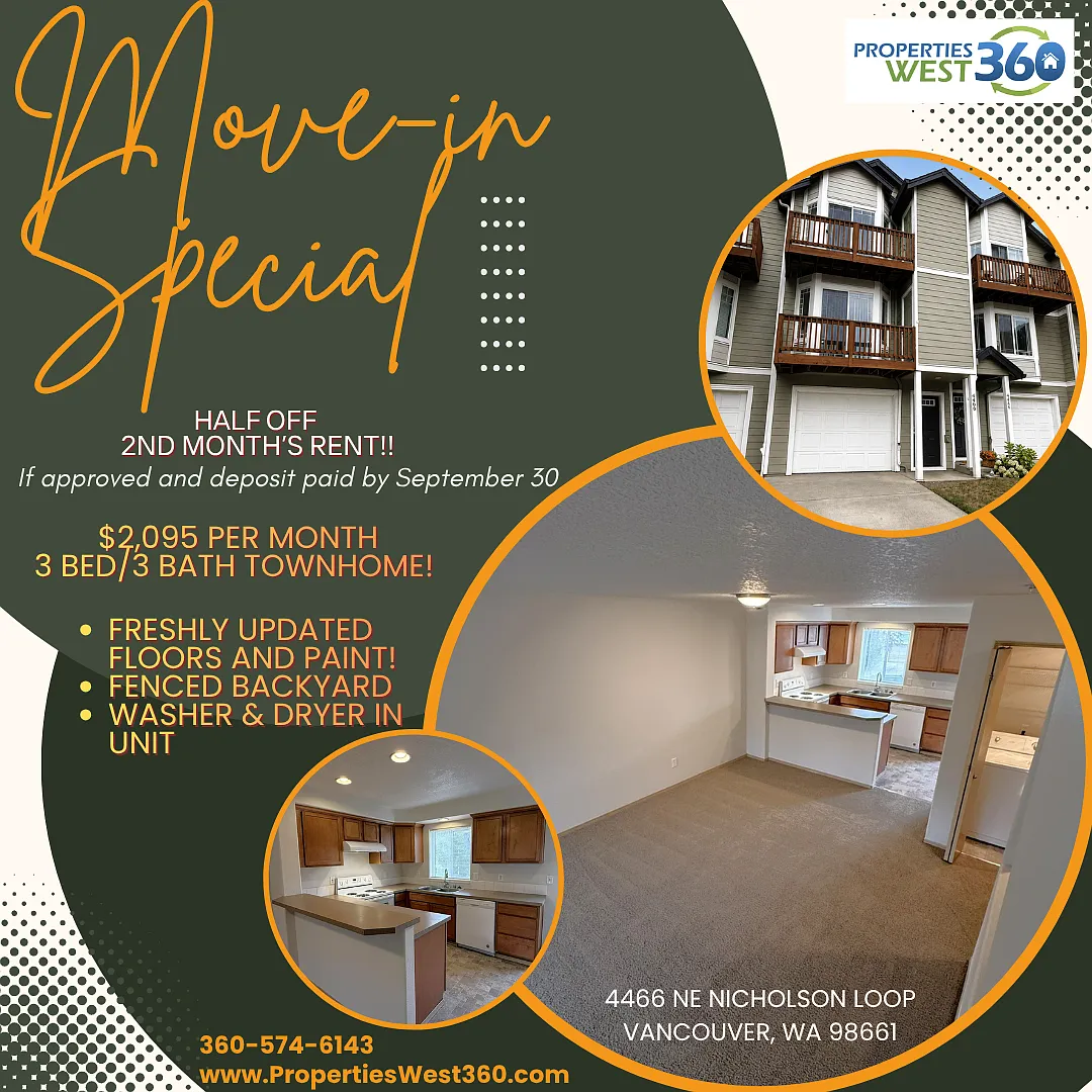 Move-In Special: $$ Half Off 2nd Month's Rent! 3 Bed/3 Bath Townhome In Parkview Village! — Photo 1