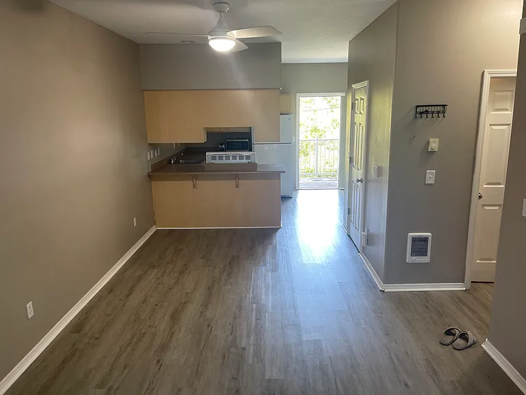Living area and kitchen