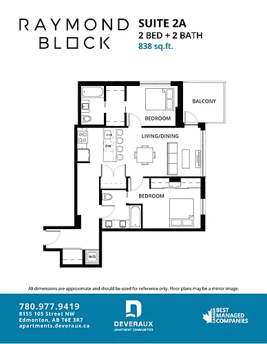 Floor plan 2 Bedroom, 2 Bathroom