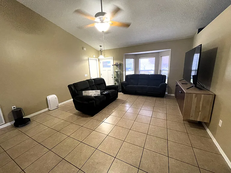 Living room and dining room
