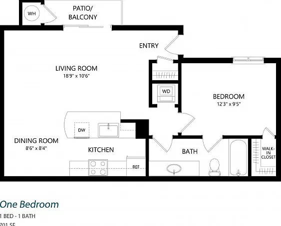 1 Bedroom, 1 Bath 1 Bedroom, 1 Bath