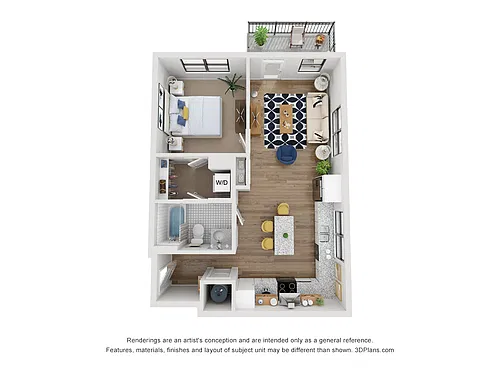Floor plan 1 Bedroom, 1 Bathroom