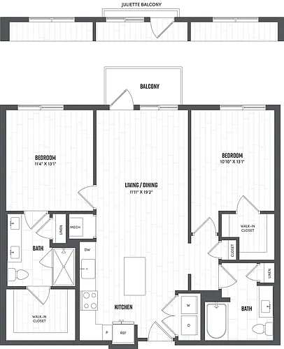 Floor plan 2 Bed/2 Bath-B1