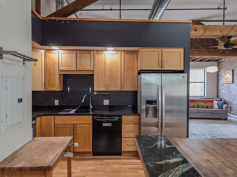 Kitchen looking towards the south-west-facing Main St windows.