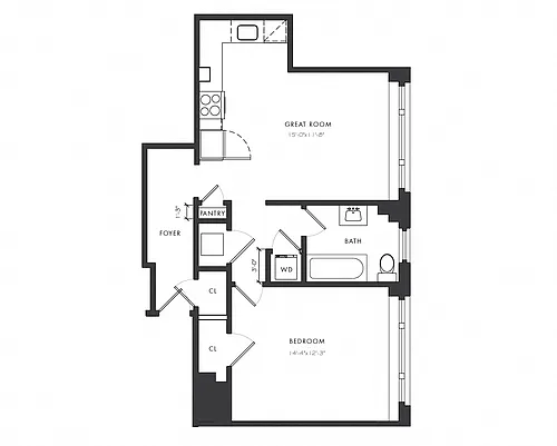 Floor plan Residence A1 - 1 Bedroom Junior