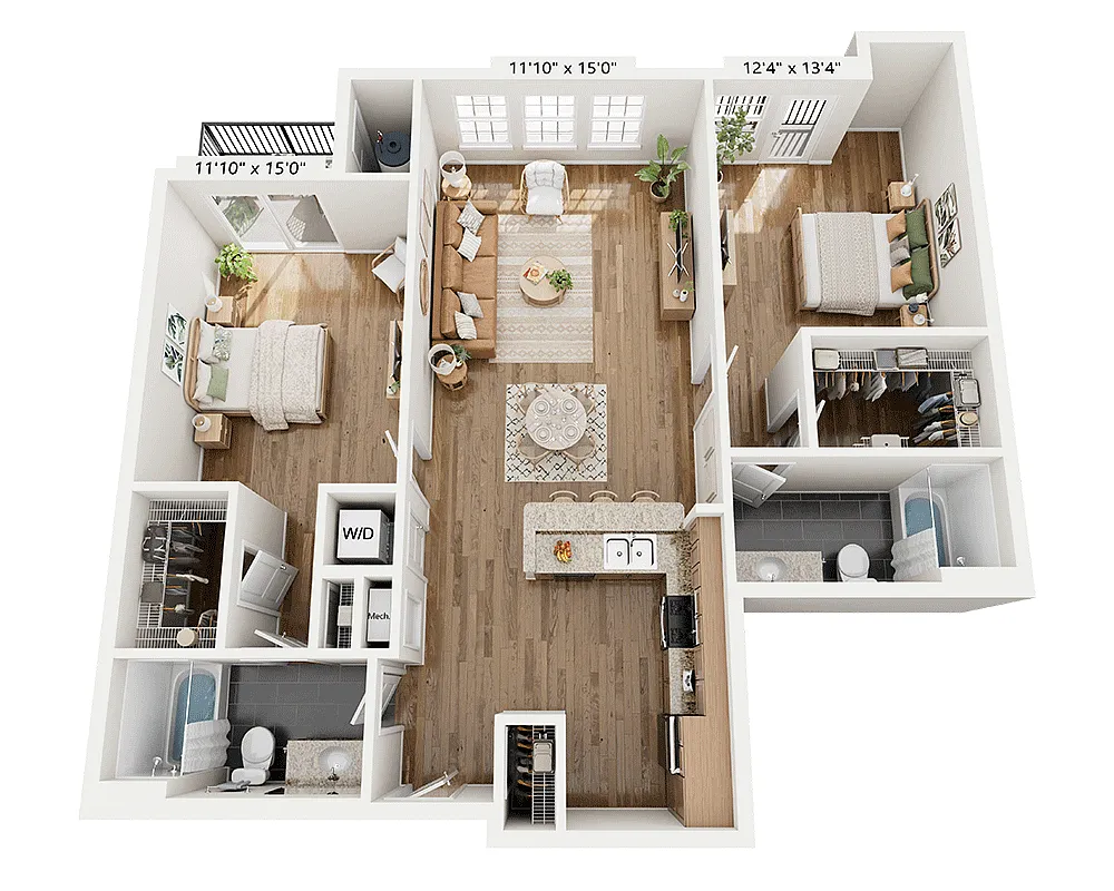Floor plan Two Bedroom B2C
