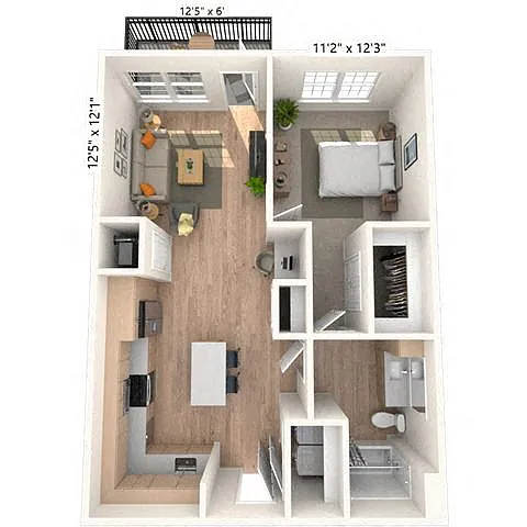Floor plan A2 1x1 760 SF