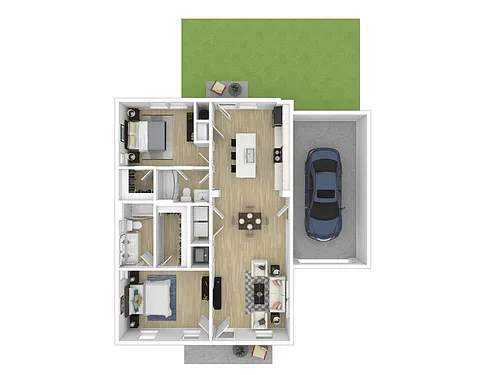 Floor plan 2br Cottage with Garage