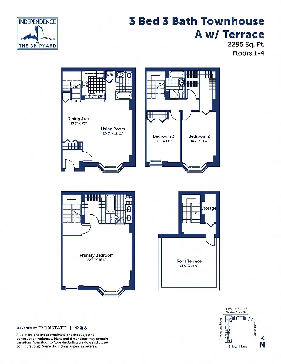 Floor plan 3 Bed 3 Bath Townhouse A With Terrace