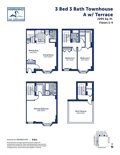 Floor plan 3 Bed 3 Bath Townhouse A With Terrace