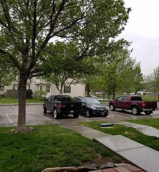 Two parking spots plus visitor parking - and backyard.