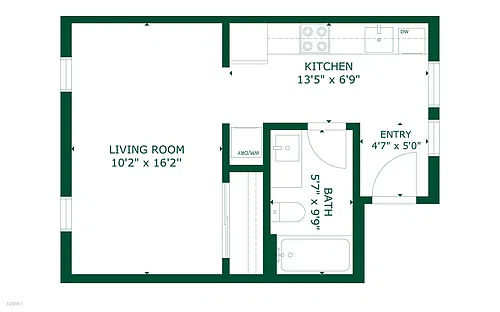 Floor plan 1 Bedroom 1 Bathroom