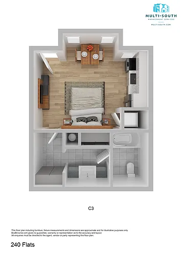 Floor plan Studio 1 Bathroom