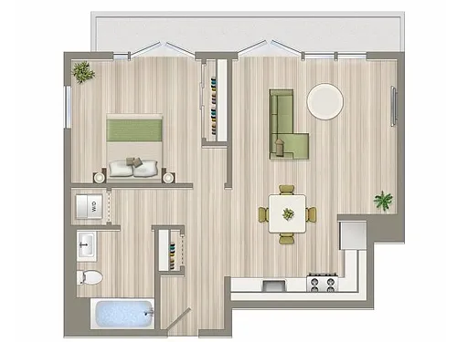 Floor plan 1 Bed/1 Bath- A4