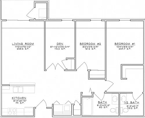 Floor plan 2 Bedroom Unit Midrise