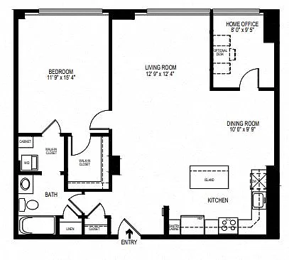 Floor plan 1 Bedroom Den 1 Bath 975 SF 1d1ar